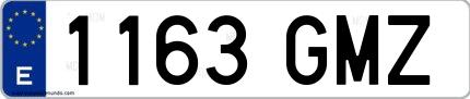 Ejemplo de matrícula española 1163 GMZ