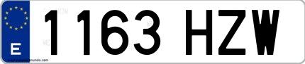 Ejemplo de matrícula española 1163 HZW