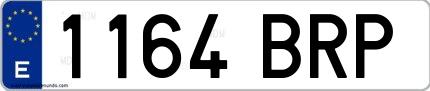 Ejemplo de matrícula española 1164 BRP