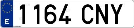 Ejemplo de matrícula española 1164 CNY