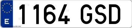 Ejemplo de matrícula española 1164 GSD