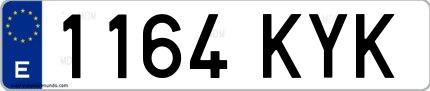 Ejemplo de matrícula española 1164 KYK