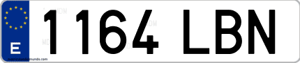 Ejemplo de matrícula de coche ordinaria 1164 LBN