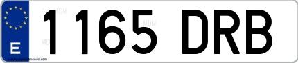 Ejemplo de matrícula española 1165 DRB