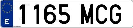 Ejemplo de matrícula española 1165 MCG