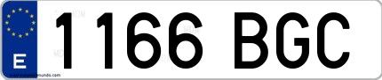 Ejemplo de matrícula española 1166 BGC