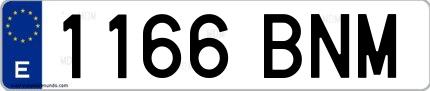Ejemplo de matrícula española 1166 BNM