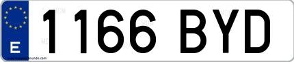Ejemplo de matrícula española 1166 BYD