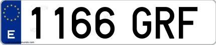 Ejemplo de matrícula española 1166 GRF