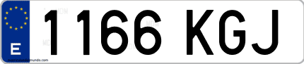 Ejemplo de matrícula de coche ordinaria 1166 KGJ