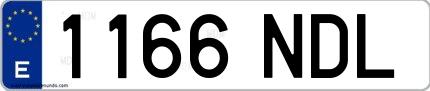 Ejemplo de matrícula española 1166 NDL
