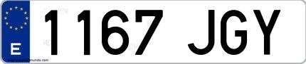 Ejemplo de matrícula española 1167 JGY