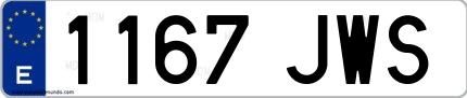 Ejemplo de matrícula española 1167 JWS