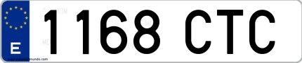 Ejemplo de matrícula española 1168 CTC