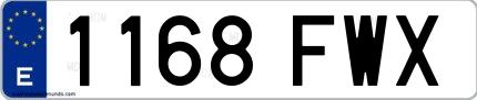 Ejemplo de matrícula española 1168 FWX