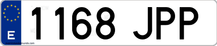 Ejemplo de matrícula de coche ordinaria 1168 JPP