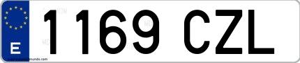 Ejemplo de matrícula española 1169 CZL