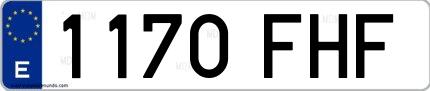 Ejemplo de matrícula de coche ordinaria 1170 FHF