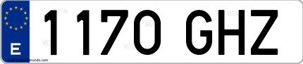 Ejemplo de matrícula española 1170 GHZ