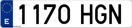 Ejemplo de matrícula española 1170 HGN