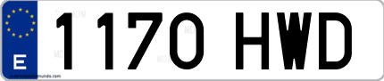 Ejemplo de matrícula de coche ordinaria 1170 HWD