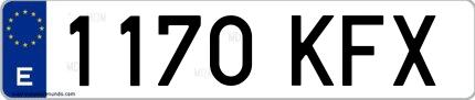Ejemplo de matrícula de coche ordinaria 1170 KFX