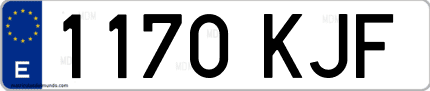 Ejemplo de matrícula de coche ordinaria 1170 KJF