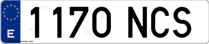 Ejemplo de matrícula de coche ordinaria 1170 NCS
