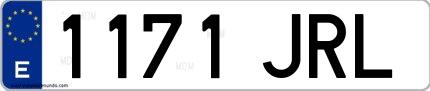 Ejemplo de matrícula española 1171 JRL