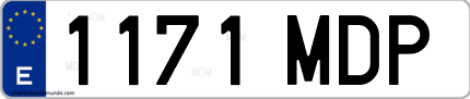 Ejemplo de matrícula de coche ordinaria 1171 MDP