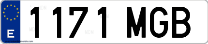 Ejemplo de matrícula de coche ordinaria 1171 MGB