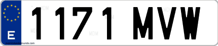 Ejemplo de matrícula de coche ordinaria 1171 MVW