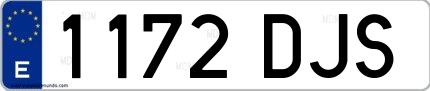 Ejemplo de matrícula española 1172 DJS