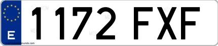 Ejemplo de matrícula española 1172 FXF