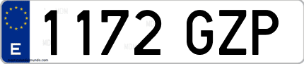 Ejemplo de matrícula de coche ordinaria 1172 GZP