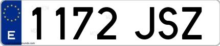 Ejemplo de matrícula española 1172 JSZ