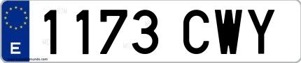 Ejemplo de matrícula española 1173 CWY