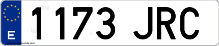 Ejemplo de matrícula de coche ordinaria 1173 JRC