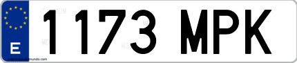 Ejemplo de matrícula de coche ordinaria 1173 MPK