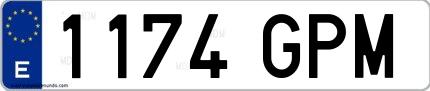 Ejemplo de matrícula española 1174 GPM