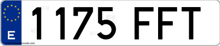 Ejemplo de matrícula de coche ordinaria 1175 FFT