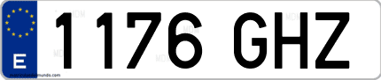 Ejemplo de matrícula de coche ordinaria 1176 GHZ