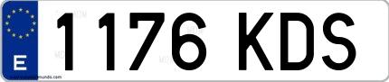 Ejemplo de matrícula española 1176 KDS
