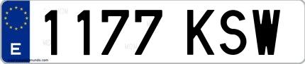 Ejemplo de matrícula española 1177 KSW