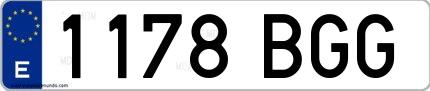 Ejemplo de matrícula española 1178 BGG