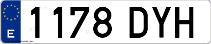 Ejemplo de matrícula de coche ordinaria 1178 DYH