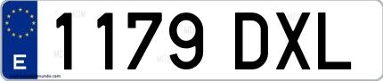 Ejemplo de matrícula española 1179 DXL