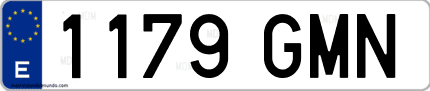 Ejemplo de matrícula de coche ordinaria 1179 GMN