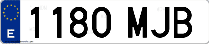 Ejemplo de matrícula de coche ordinaria 1180 MJB
