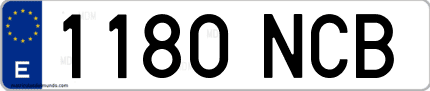 Ejemplo de matrícula de coche ordinaria 1180 NCB